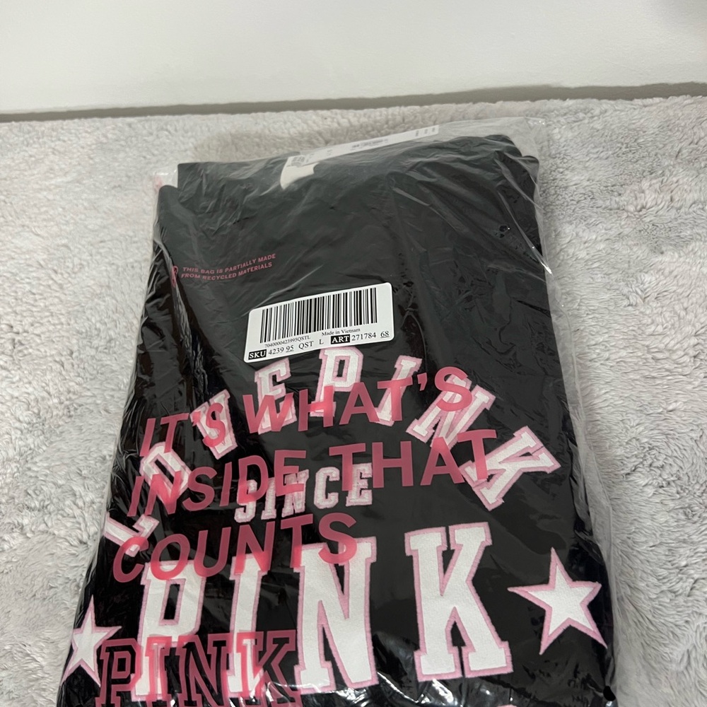 LARGE VS PINK IVY FLEECE OVERSIZED CREW SWEATSHIRT LIMITED EDITION NWT - Picture 2 of 2